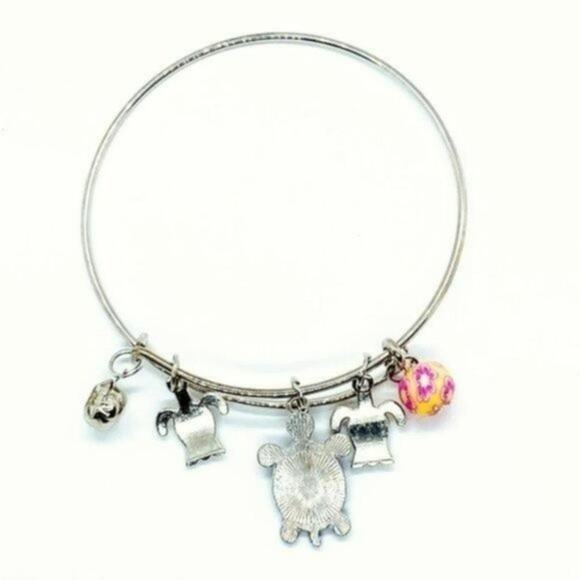 Beaded Sea Turtle Charm Colorful Bangle Bracelet - Picture 5 of 5